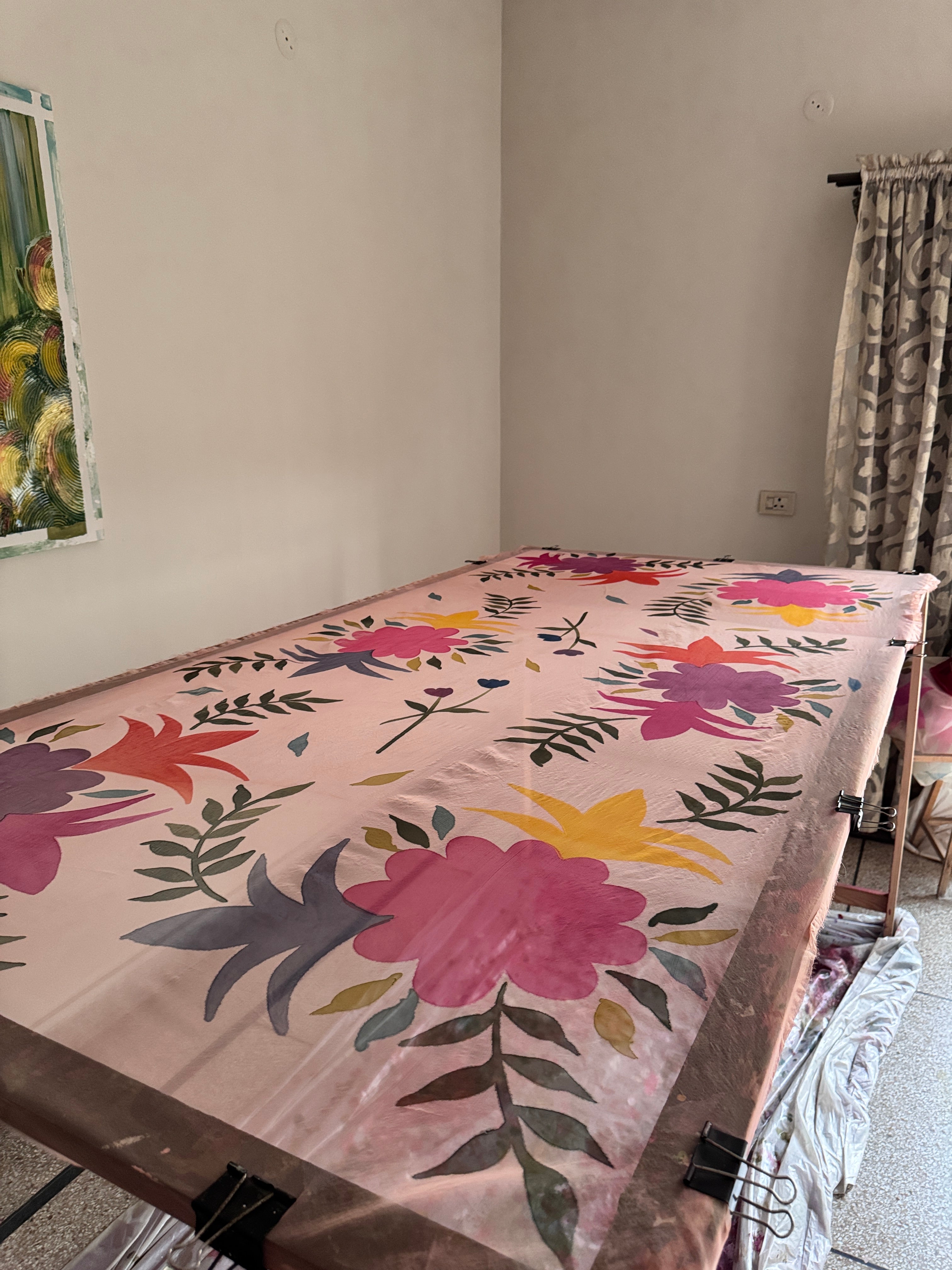 Pink Affair - Hand Painted Dupatta
