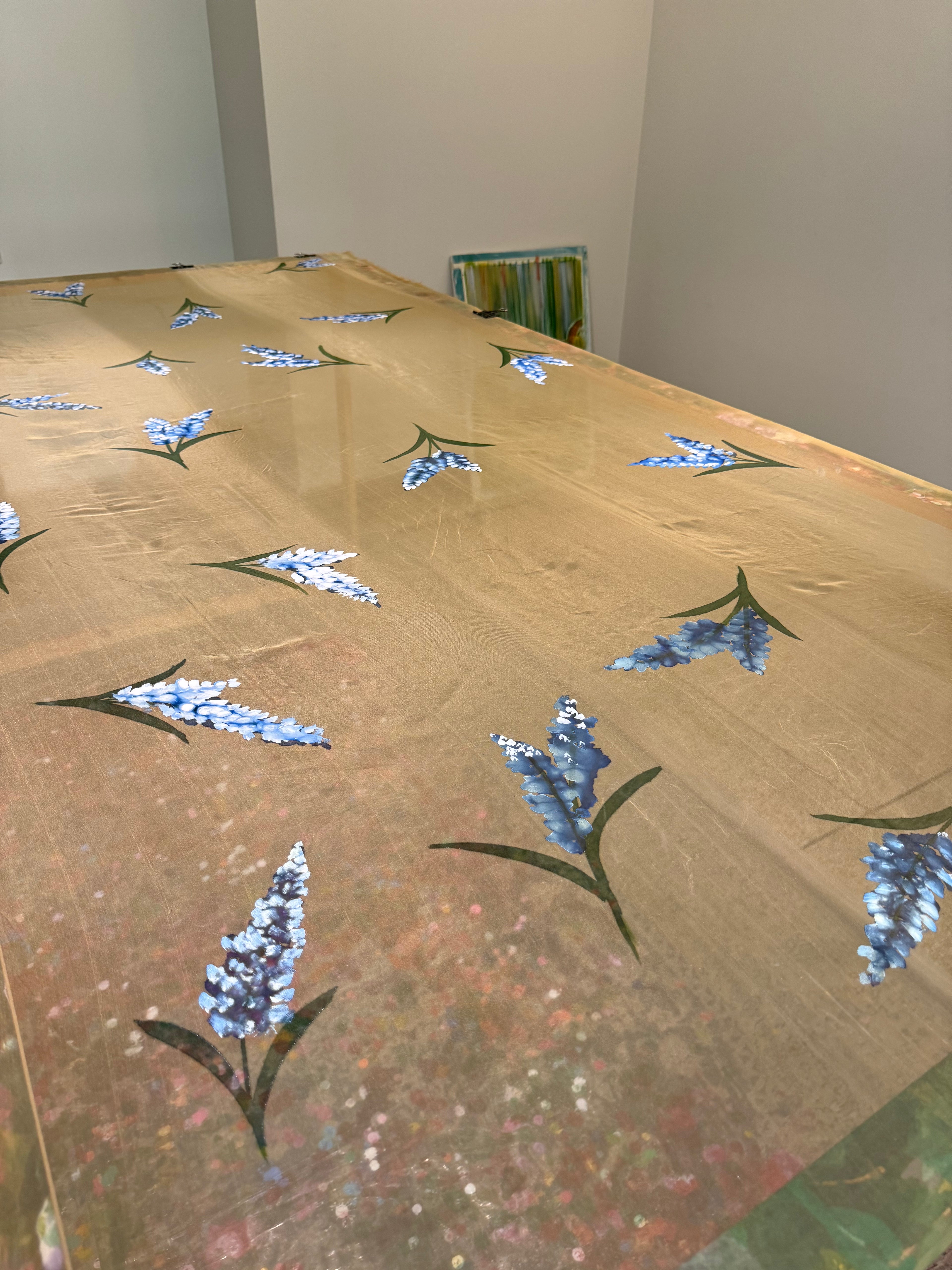 Blue Lavender - Hand Painted Dupatta