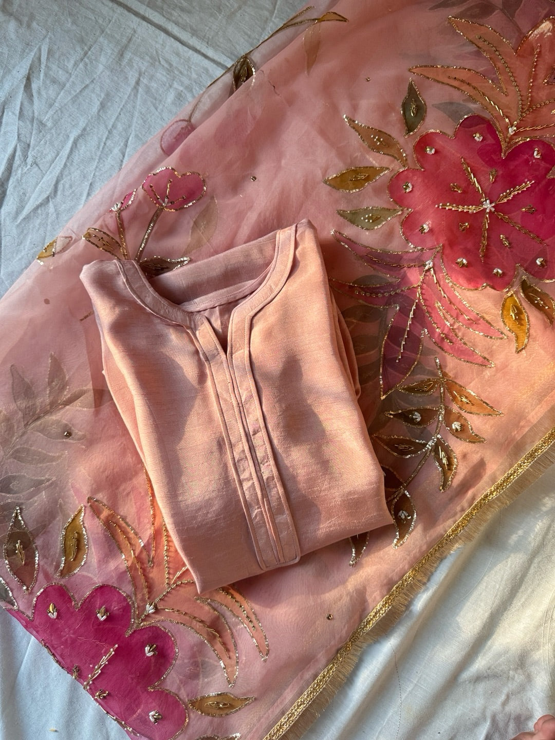 Dusty Pink - Embellished dupatta